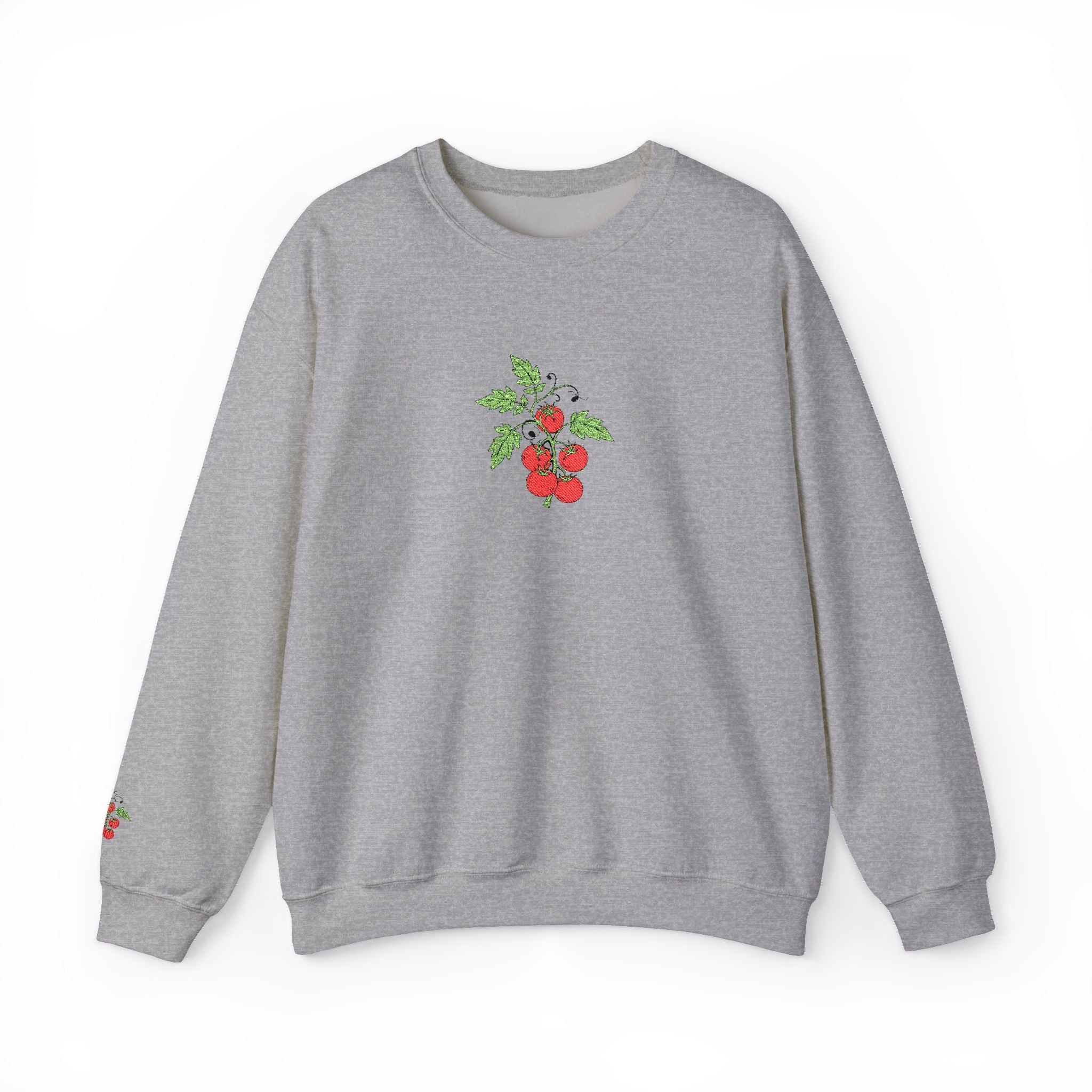 Embroidered  Floral Strawberry Crewneck Sweatshirt