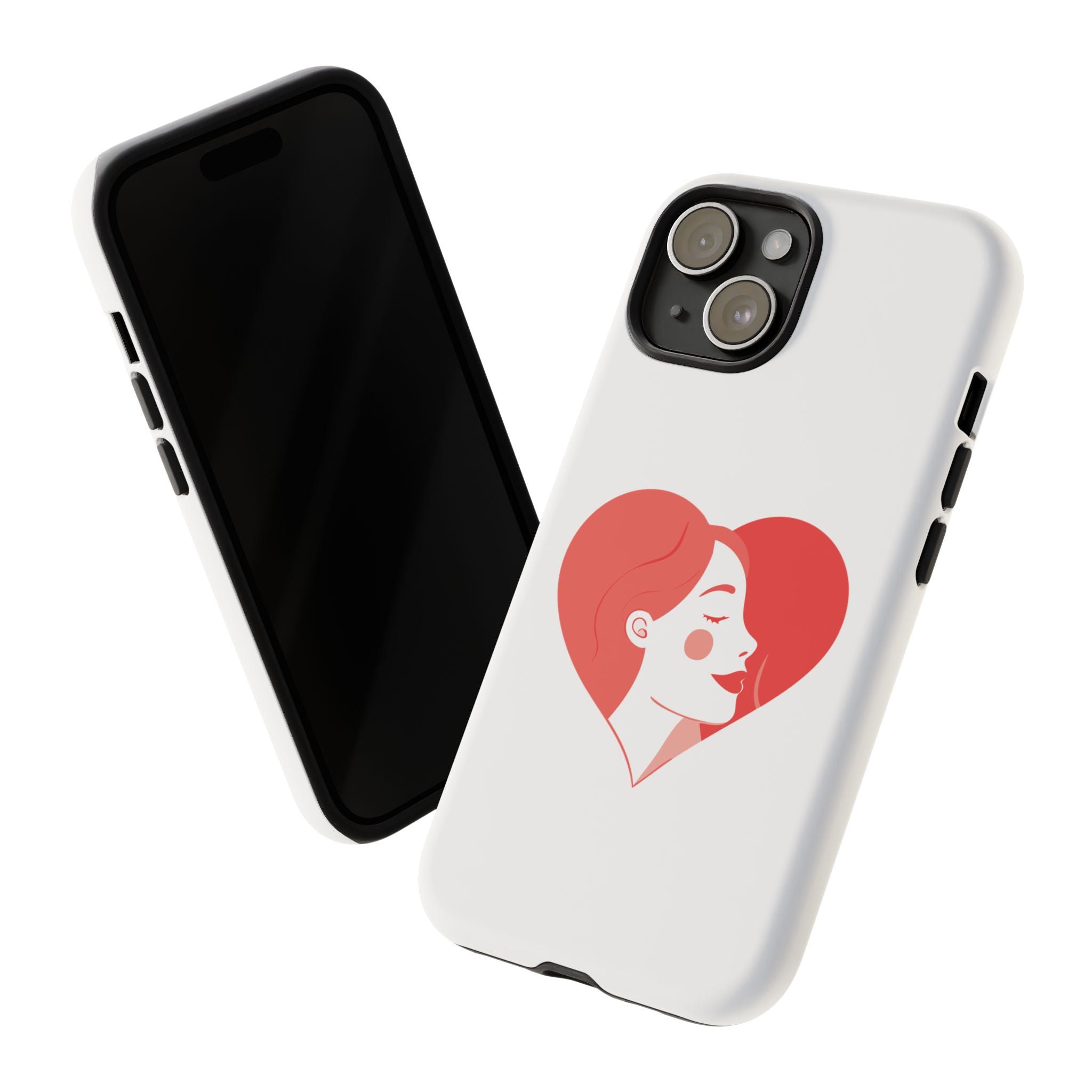 Phone Case — Minimal Heart Portrait Protective Tough Case (Pink Girly Love Design)