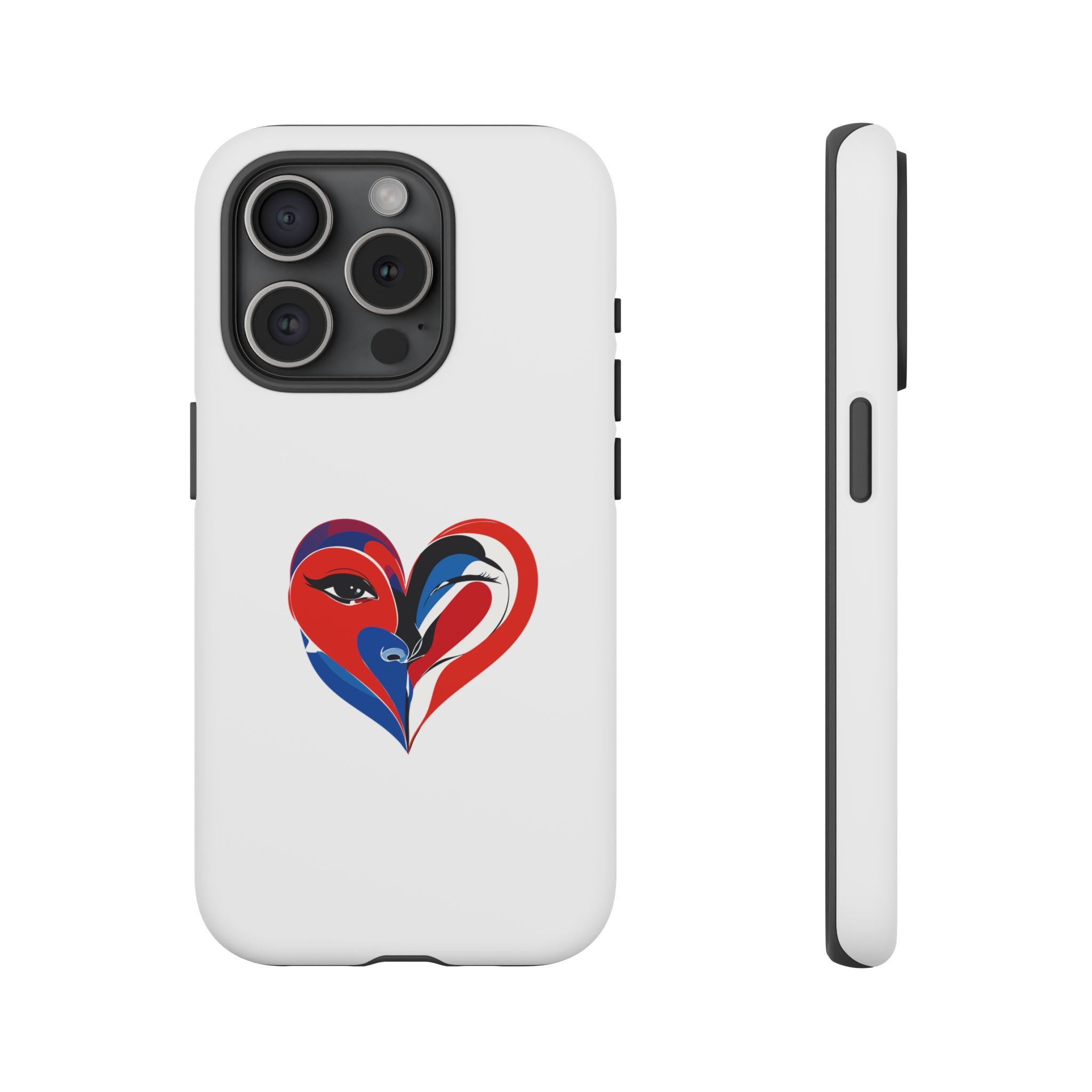Heart Face Phone Case Red & Blue Abstract Love Design