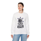 Astronaut Riding Scooter Crewneck Sweatshirt Retro Space Biker Graphic