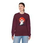 Crewneck Sweatshirt - Cute Ghost & Red Moon Halloween Design