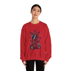 Astronaut Riding Scooter Crewneck Sweatshirt Retro Space Biker Graphic