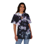 Tie-Dye T-Shirt Embroidered Skull Flame Patch Oversized Grunge Tee