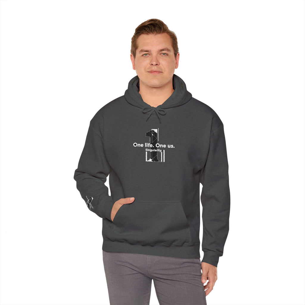 Hoodie Distressed 'One life, One us.' Minimal Graphic Pullover