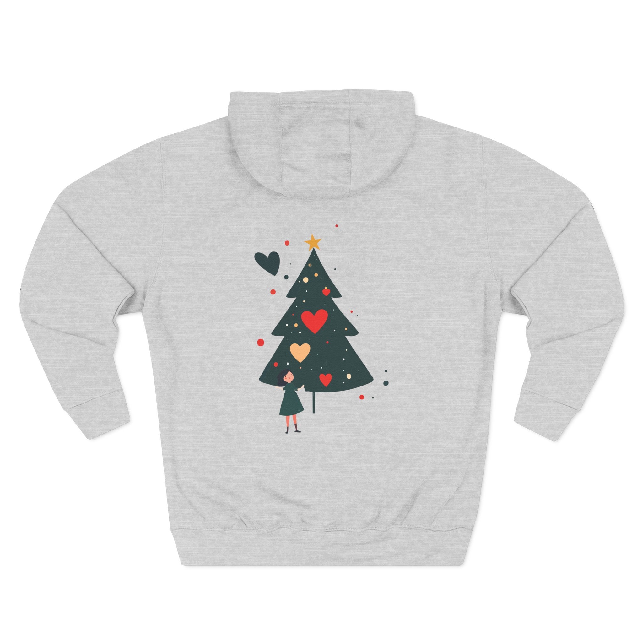 Christmas Tree Heart Hoodie – Cute Minimal Holiday Fleece Hoodie