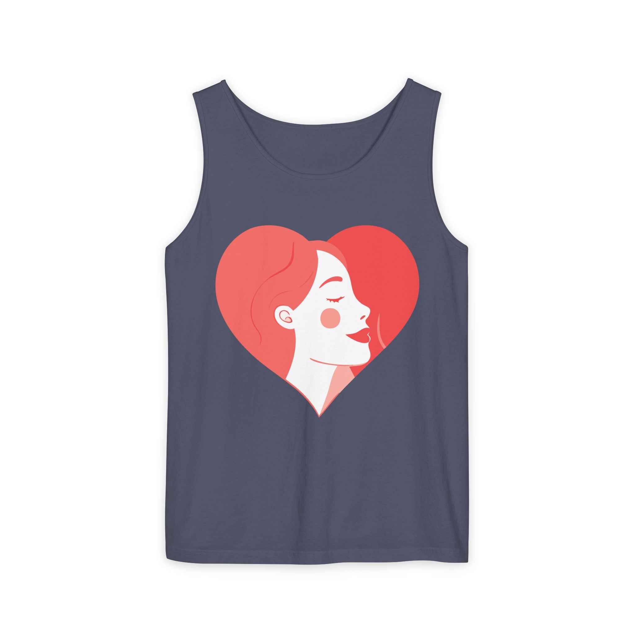 Heart Profile Tank Top — Minimal Feminine Love Graphic