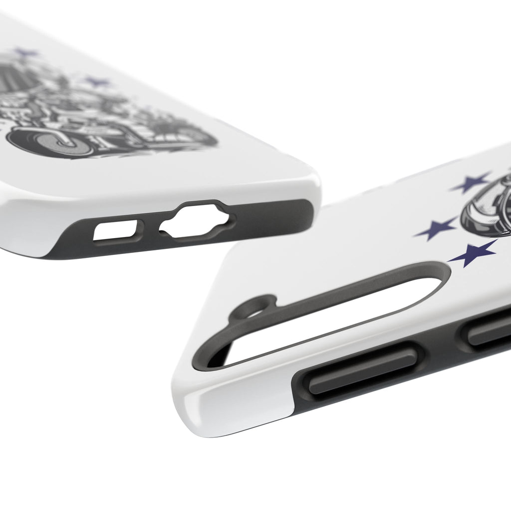 Astronaut Biker Tough Phone Case Retro Space Helmet Rider with Stars