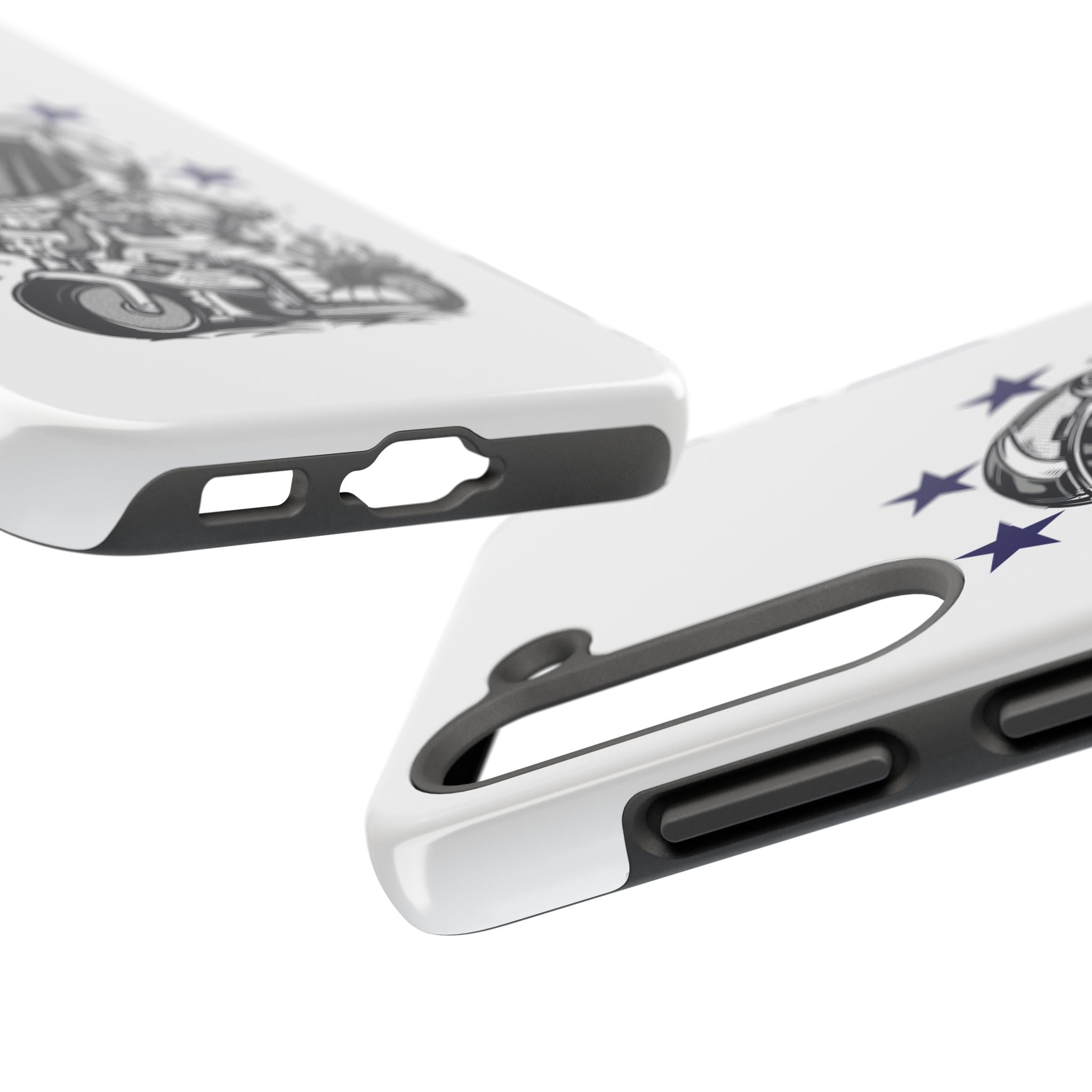 Astronaut Biker Tough Phone Case Retro Space Helmet Rider with Stars