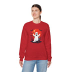 Crewneck Sweatshirt - Cute Ghost & Red Moon Halloween Design