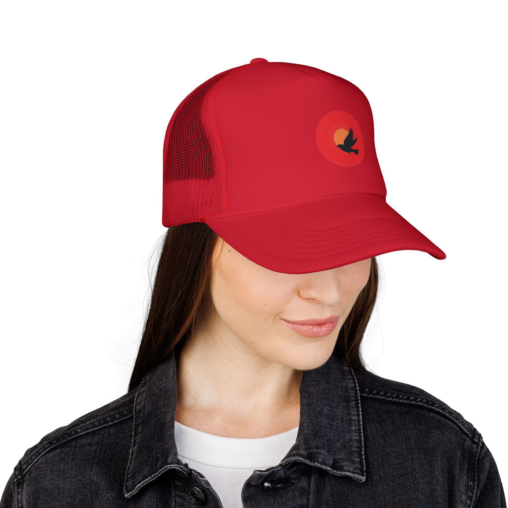 Sunset Bird Trucker Cap | Minimal Nature Logo, Mesh Back Hat
