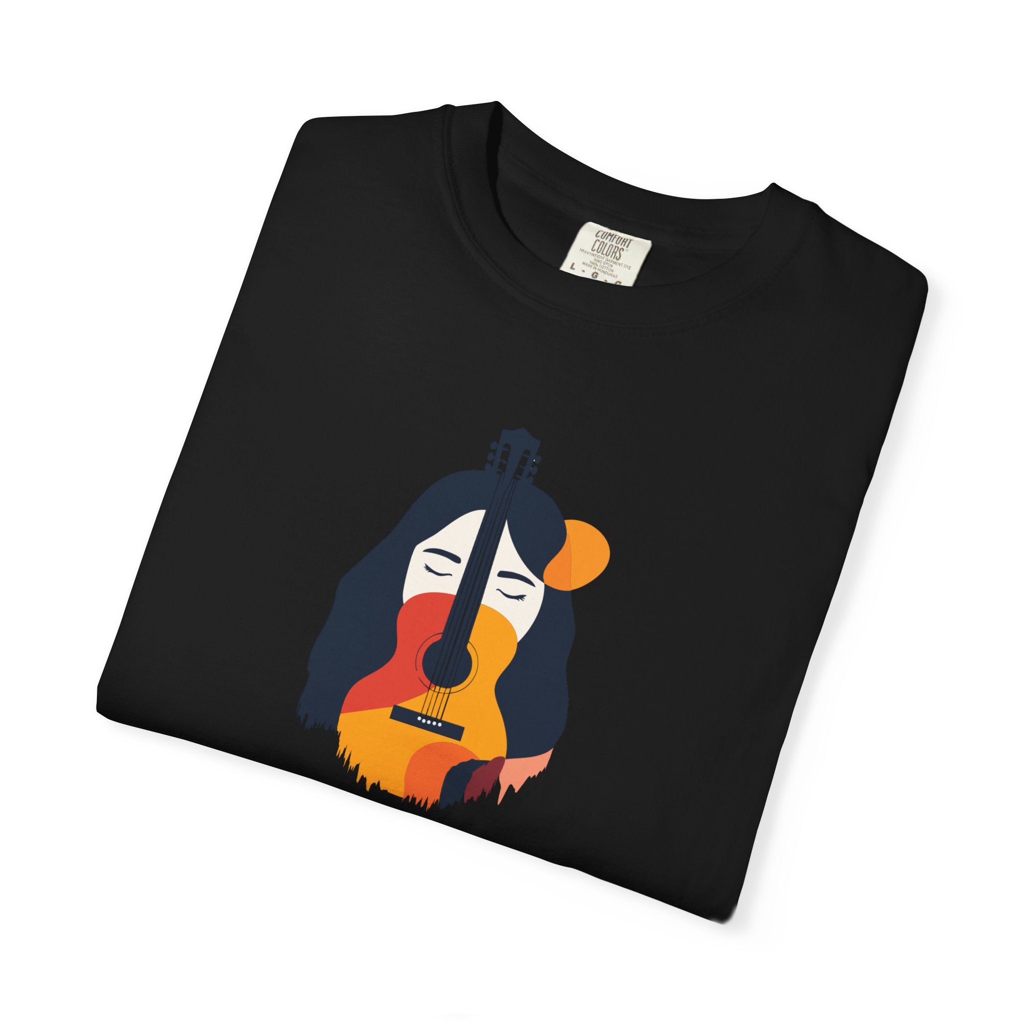 Guitar Face Graphic T-Shirt Abstract Musician Art Tee