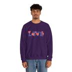 LOVE Floral Crewneck Sweatshirt Heart Pattern Cozy Pullover