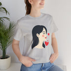 Women’s Portrait Tee with Heart Accents – Cute Kawaii Girl Graphic T-Shirt