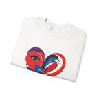 Heart Face Crewneck Sweatshirt Abstract Red & Blue Love Graphic