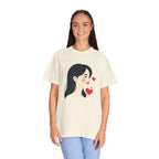 T-Shirt — Minimal Cute Girl Profile with Hearts Graphic