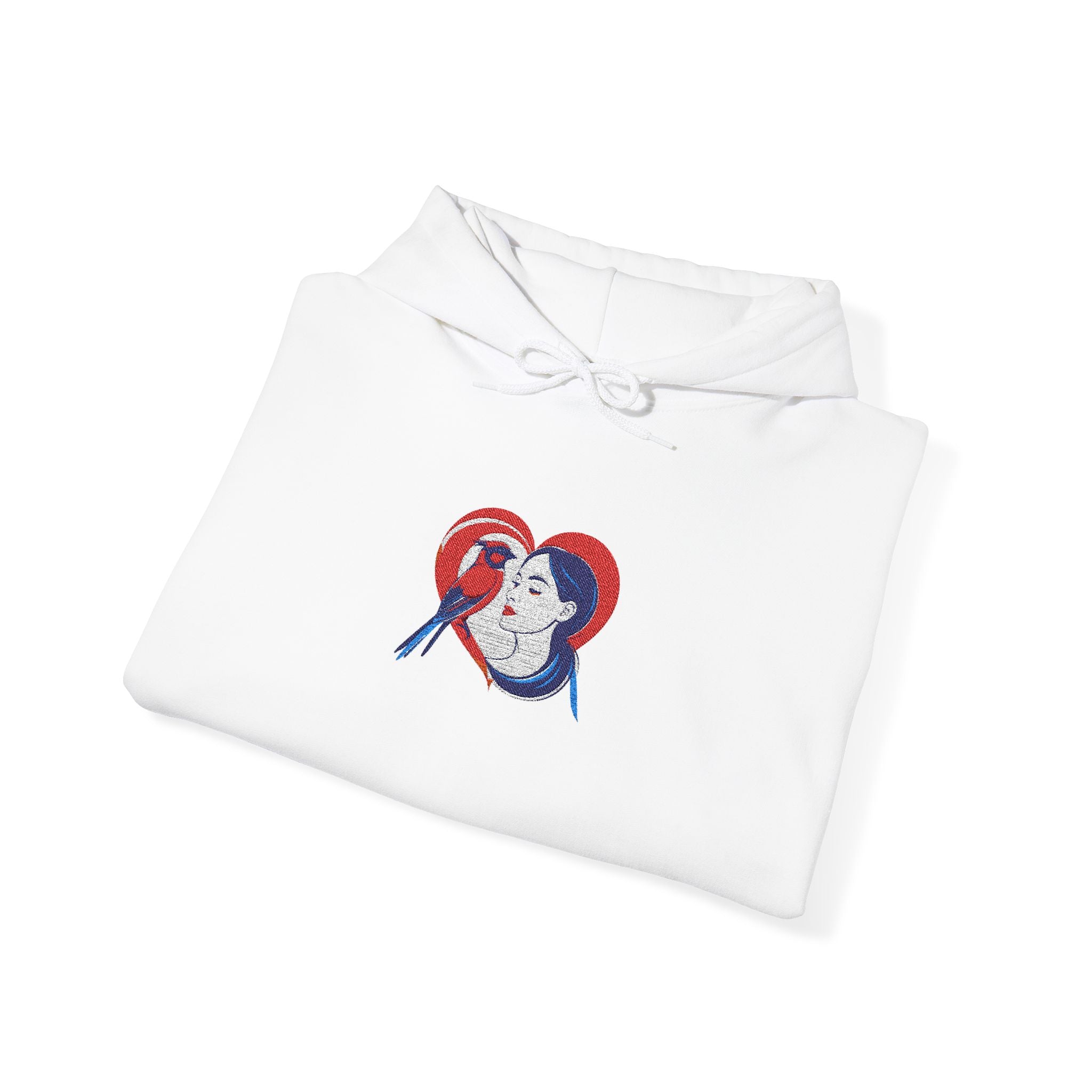 Embroidered Hoodie Patriotic Heart Portrait Graphic Hooded Sweatshirt