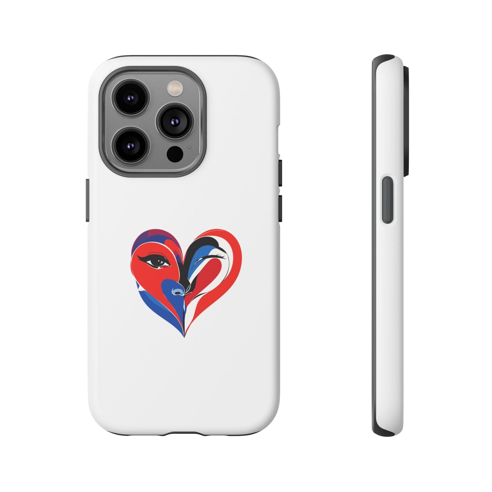 Heart Face Phone Case Red & Blue Abstract Love Design