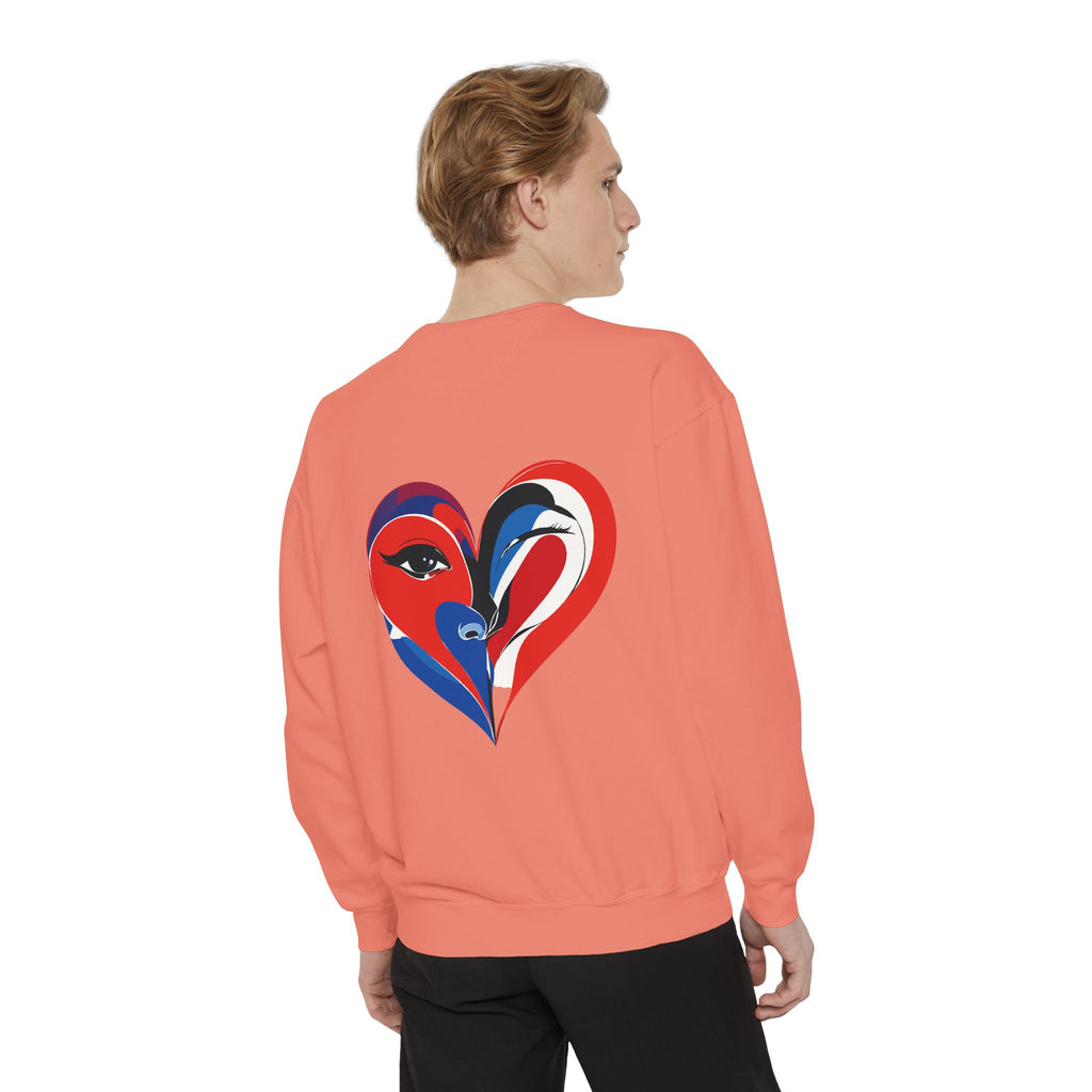 Heart Portrait Sweatshirt Artistic Dual-Face Love Graphic