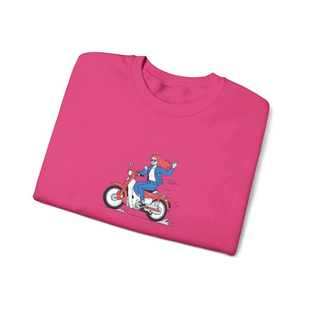 Biker Girl Retro Motorcycle Crewneck Sweatshirt