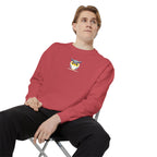 Embroidered Yellow Blue Owl Sweatshirt Small Chest Graphic Crewneck