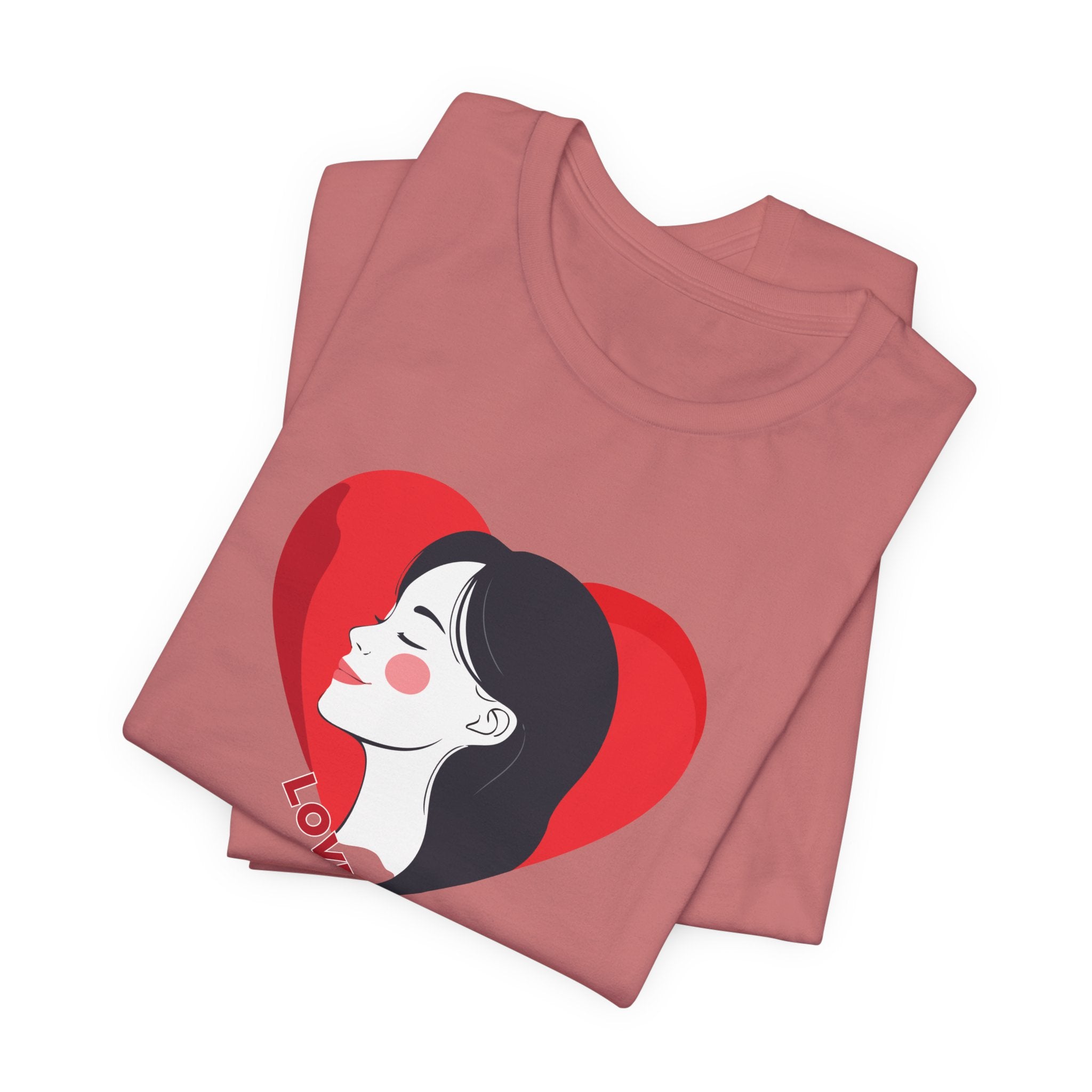 T-Shirt Retro Woman in Heart 'Love' Graphic Tee