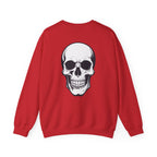 Skull Crewneck Sweatshirt Minimal Front, Large Back Graphic
