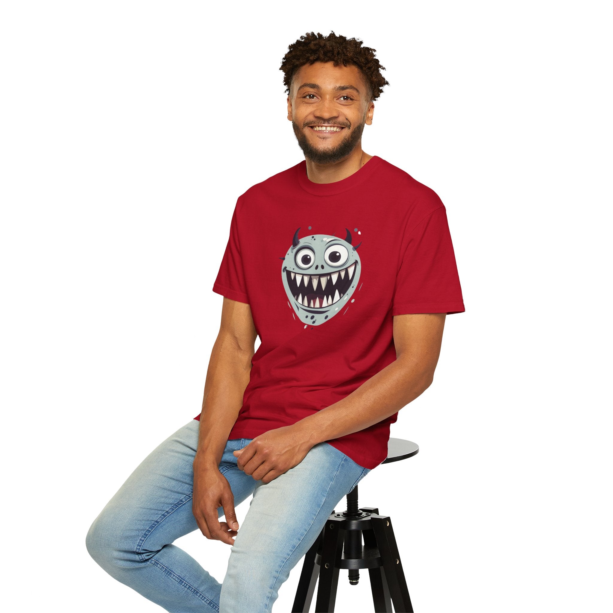 Monster Face T-Shirt Funny Creepy Grinning Monster Graphic Tee
