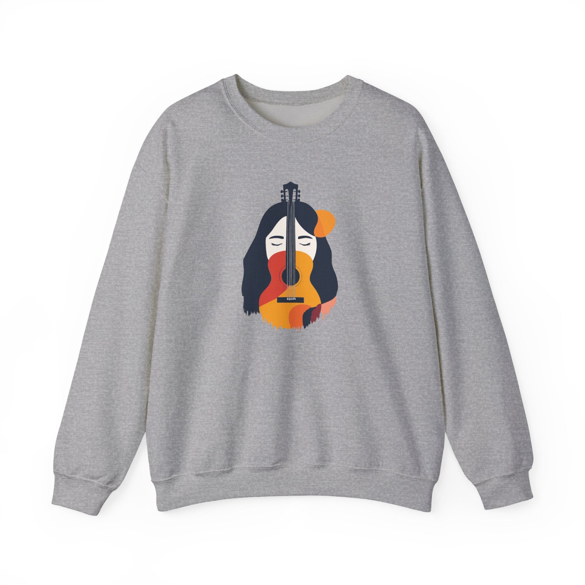 Guitar Face Crewneck Sweatshirt Abstract Musician Graphic Pullover