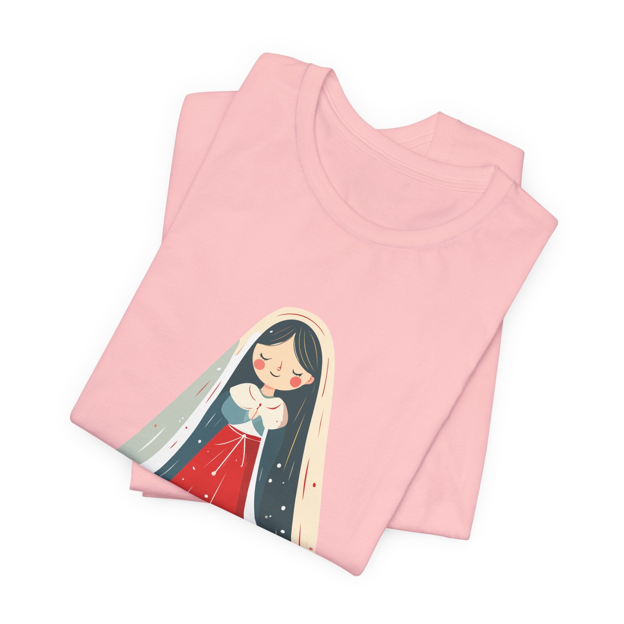 Virgin Mary Illustration Tee — Cute Nativity T-Shirt