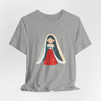 Virgin Mary Illustration Tee — Cute Nativity T-Shirt