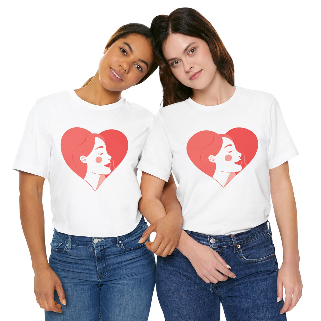 Heart Profile Tee - Minimal Romantic Woman Illustration T-Shirt