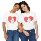Heart Profile Tee - Minimal Romantic Woman Illustration T-Shirt