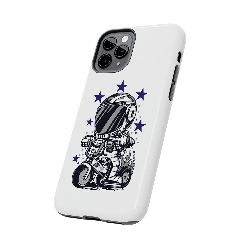 Astronaut Biker Tough Phone Case Retro Space Helmet Rider with Stars