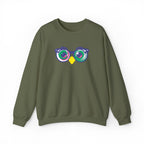 Owl Glasses Sequin Crewneck Sweatshirt Whimsical Sparkle Pullover