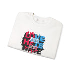 Crewneck Sweatshirt 'Love and Less Hate' Graffiti Heart Design