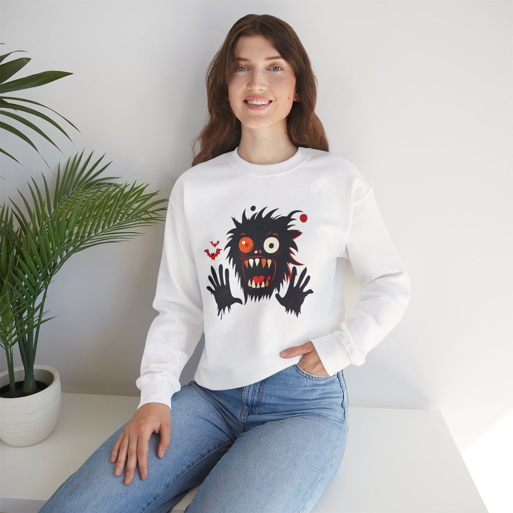 Halloween Monster Crewneck Sweatshirt Spooky Cute Monster Graphic