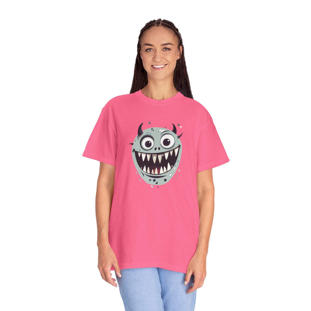 Monster Face T-Shirt Funny Creepy Grinning Monster Graphic Tee