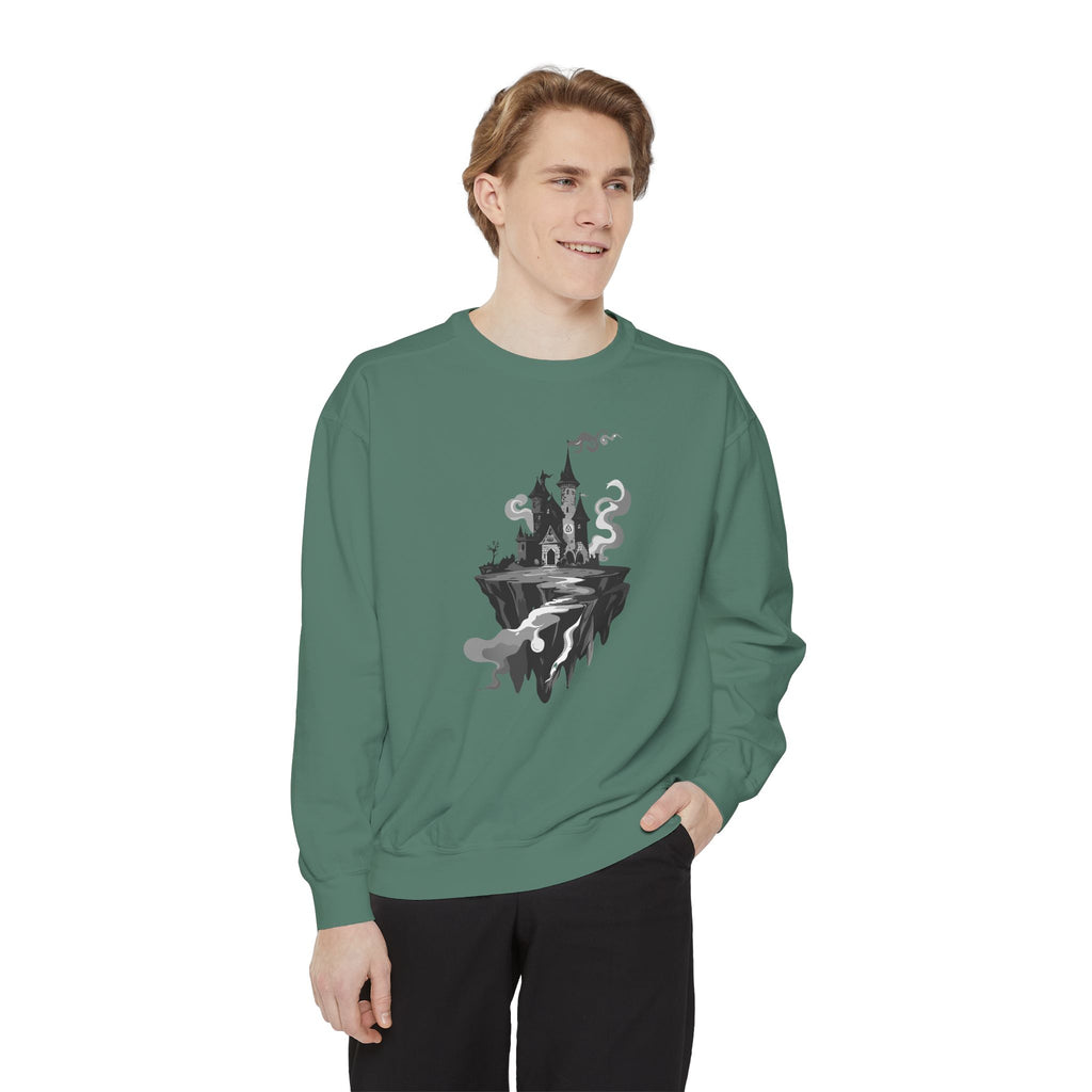 Floating Haunted Castle Sweatshirt Gothic Floating Island Crewneck