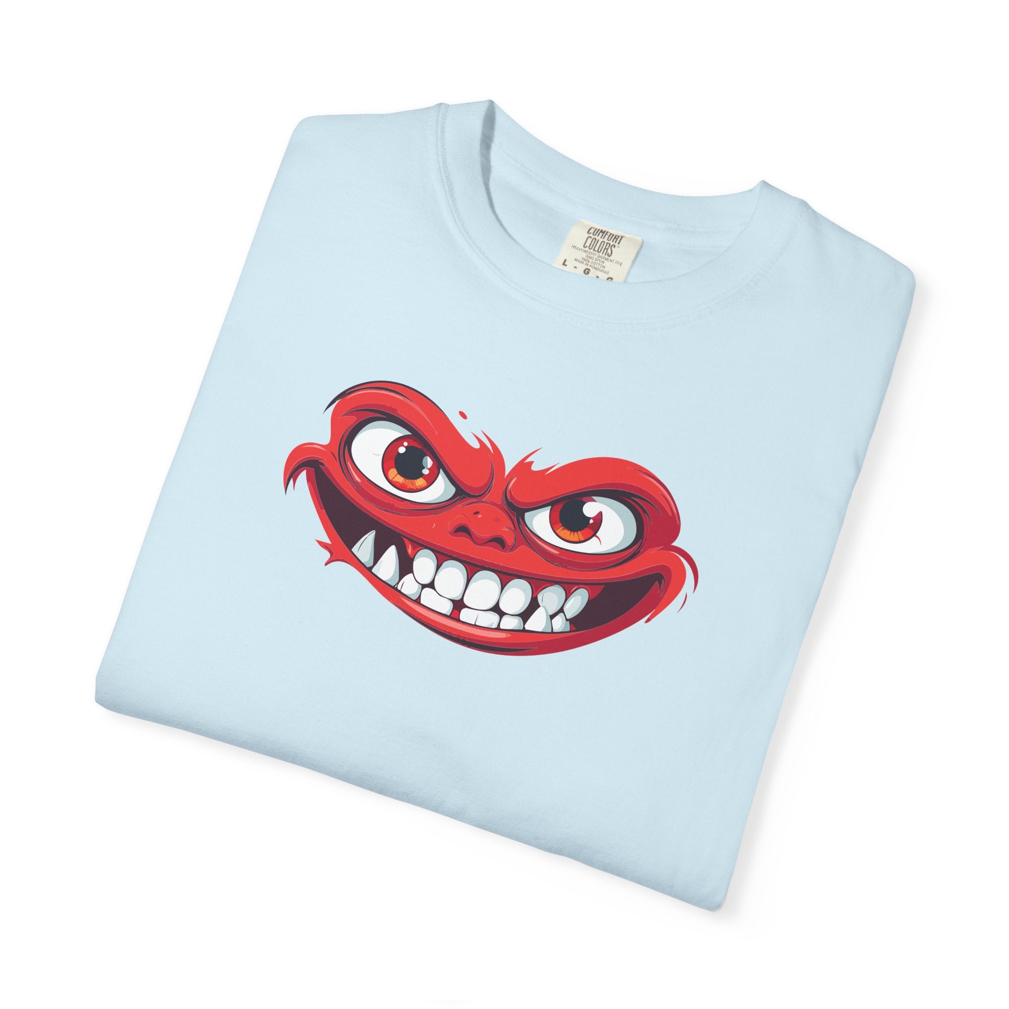Angry Grin T-Shirt Red Mischievous Face Graphic Tee