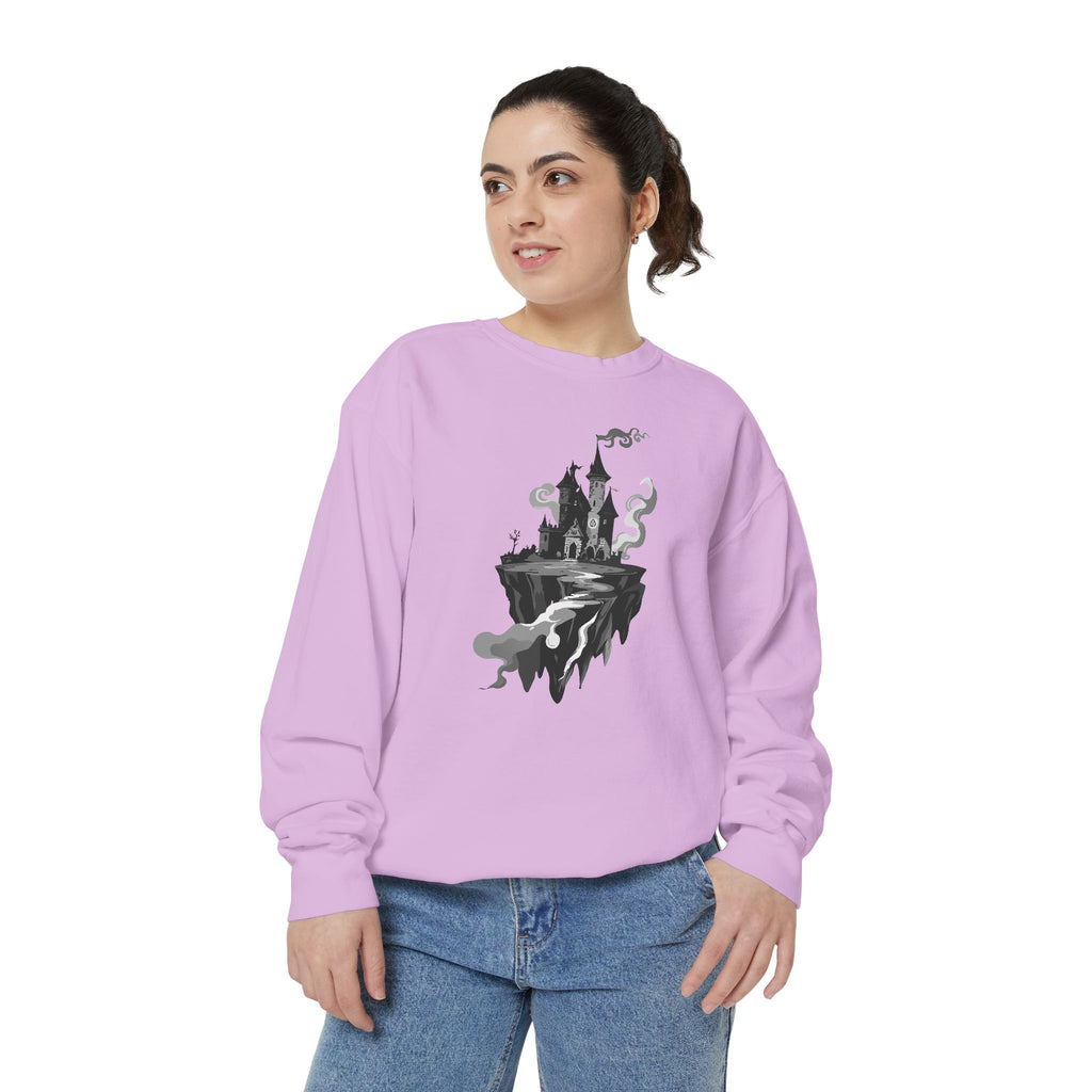 Floating Haunted Castle Sweatshirt Gothic Floating Island Crewneck