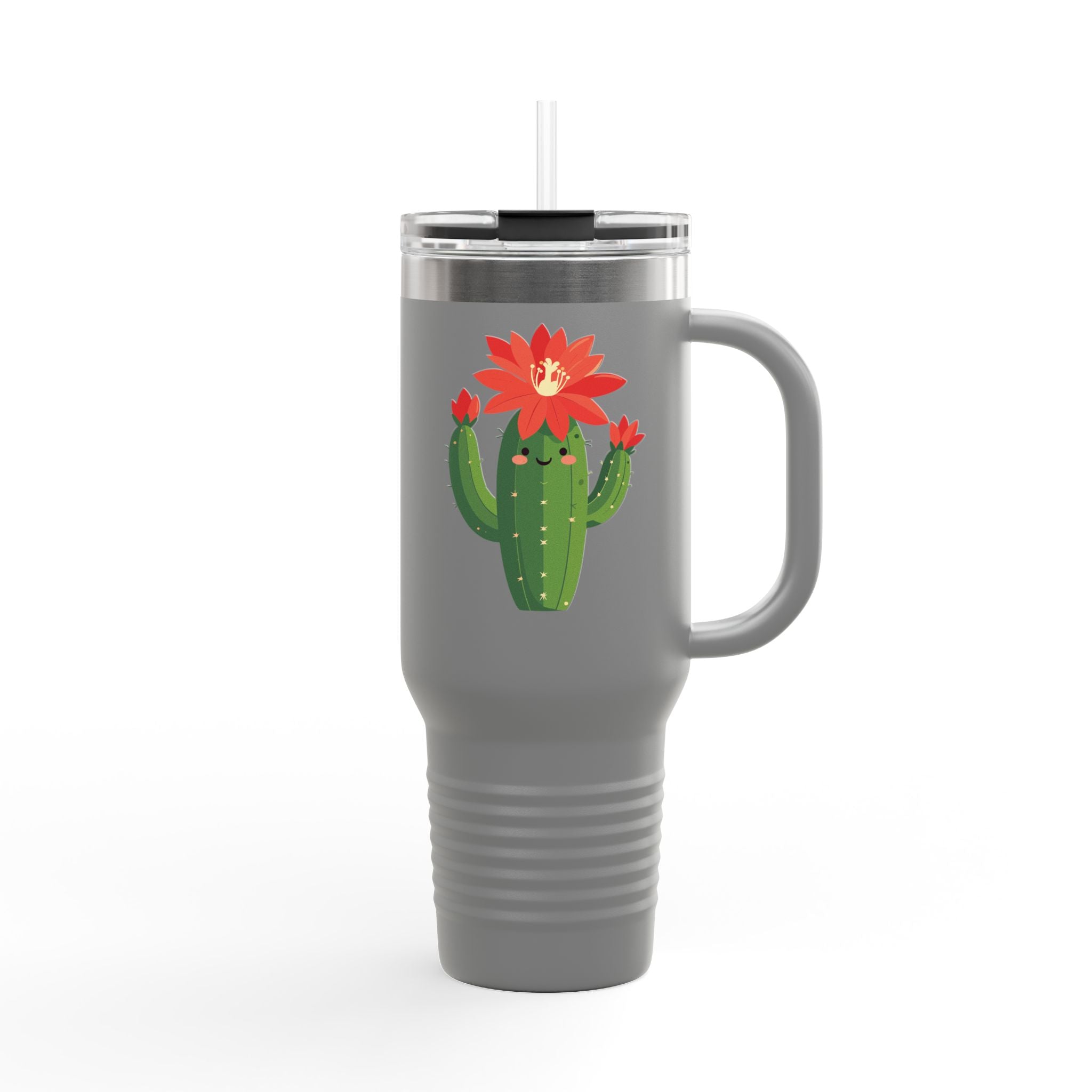 Cactus Flower 40oz Insulated Travel Mug Cute Sunny Succulent Tumbler