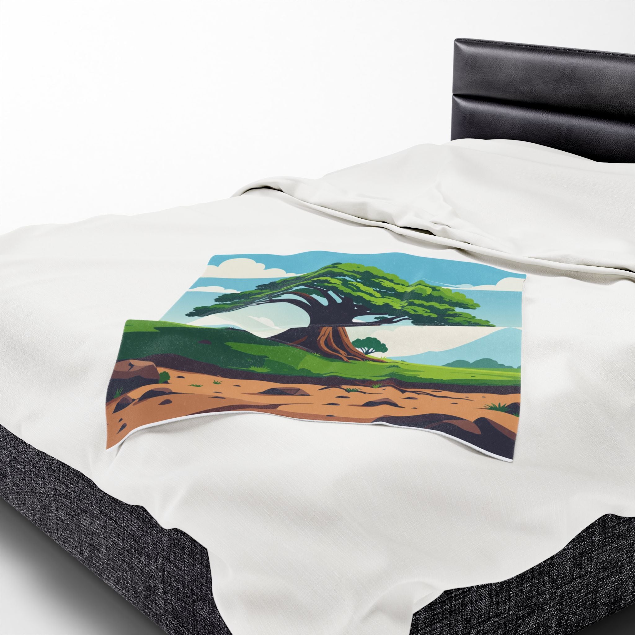 Tree of Life Velveteen Plush Blanket Cozy Illustrated Nature Throw