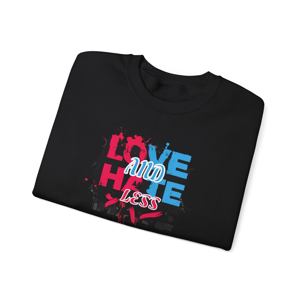Crewneck Sweatshirt 'Love and Less Hate' Graffiti Heart Design