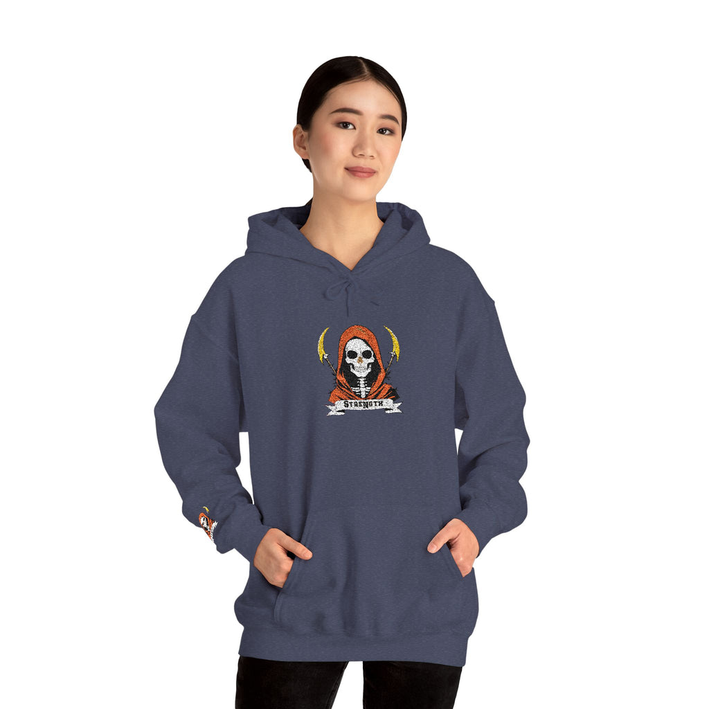 Embroidered Skull Reaper Hoodie Gothic Grim Reaper Graphic Sweatshirt