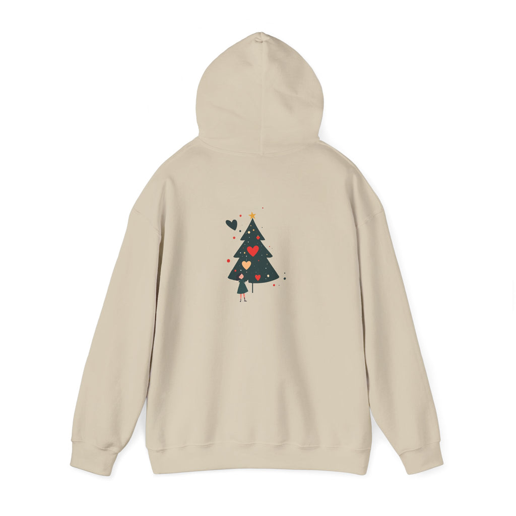 Christmas Tree Heart Hoodie — Cute Minimal Holiday Sweatshirt