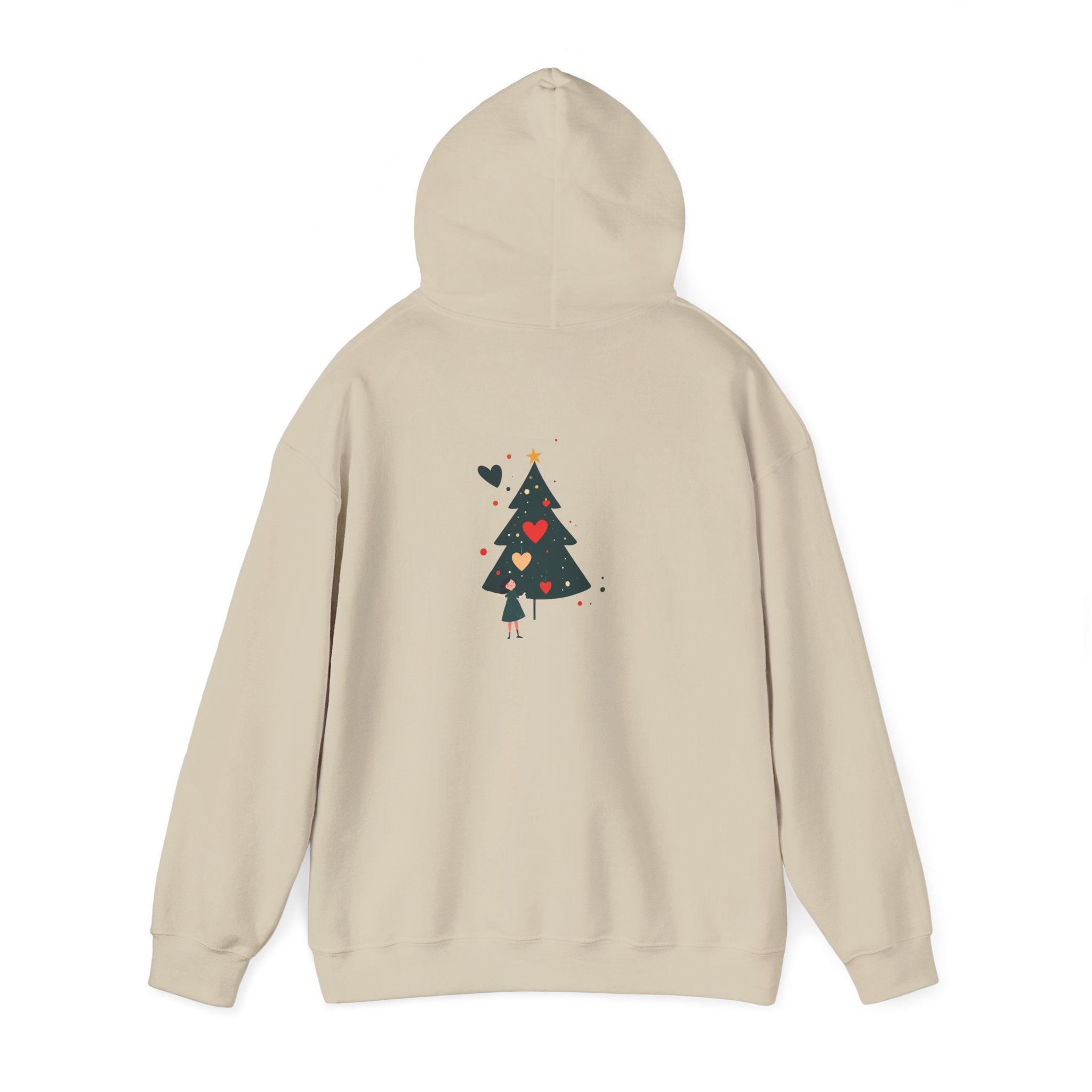 Christmas Tree Heart Hoodie — Cute Minimal Holiday Sweatshirt