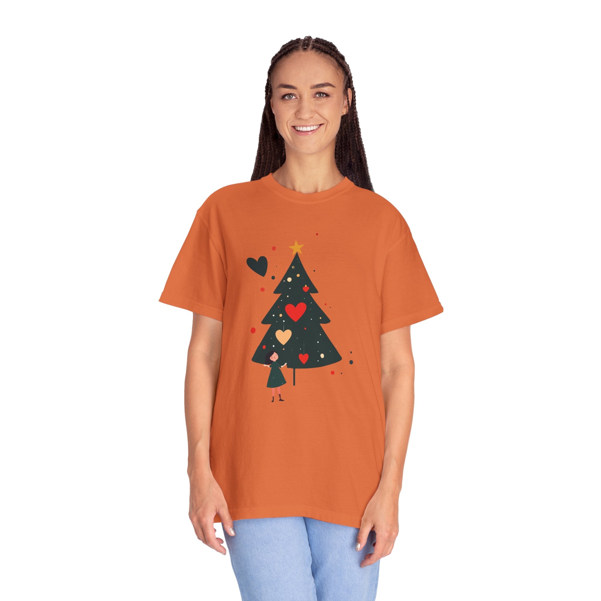 Christmas Tree Hearts T-Shirt — Cute Holiday Tree with Hearts Graphic