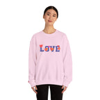 LOVE Floral Crewneck Sweatshirt Heart Pattern Cozy Pullover