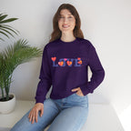 LOVE Floral Crewneck Sweatshirt Heart Pattern Cozy Pullover