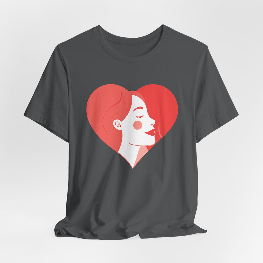 Heart Profile Tee - Minimal Romantic Woman Illustration T-Shirt